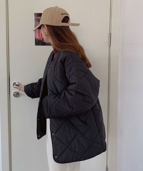 MANGROVE（マングローブ）の「ダイヤキルティングノーカラージャケット（ノーカラージャケット・レディース・ブラック/ブラウン/アイボリー・FREE）」の12枚目の写真