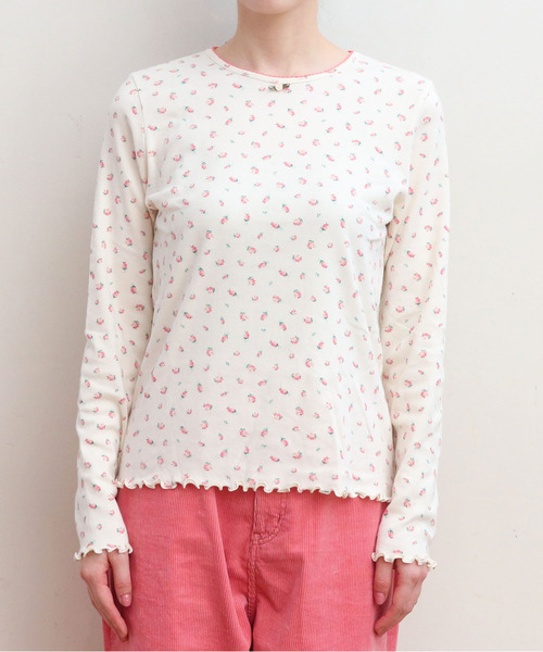 CHILD WOMAN（チャイルドウーマン）の「フライス小花プリント クルーネック長袖プルオーバー（Tシャツ/カットソー・レディース・アイボリー/サックスブルー/オレンジ/イエロー/ブルー系その他・FREE）」の16枚目の写真