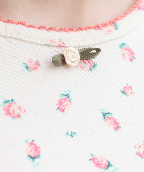 CHILD WOMAN（チャイルドウーマン）の「フライス小花プリント クルーネック長袖プルオーバー（Tシャツ/カットソー・レディース・アイボリー/サックスブルー/オレンジ/イエロー/ブルー系その他・FREE）」の22枚目の写真