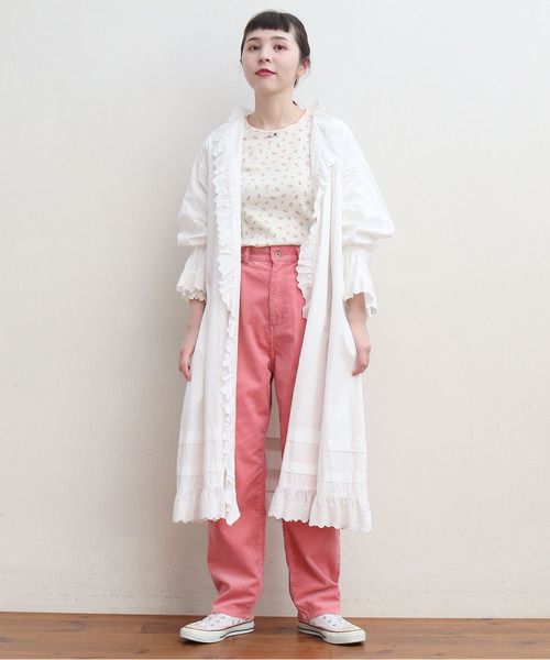 CHILD WOMAN（チャイルドウーマン）の「フライス小花プリント クルーネック長袖プルオーバー（Tシャツ/カットソー・レディース・アイボリー/サックスブルー/オレンジ/イエロー/ブルー系その他・FREE）」の7枚目の写真