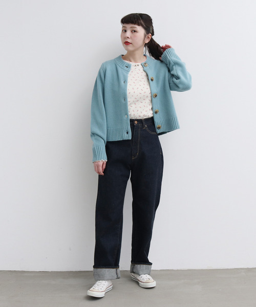 CHILD WOMAN（チャイルドウーマン）の「フライス小花プリント クルーネック長袖プルオーバー（Tシャツ/カットソー・レディース・アイボリー/サックスブルー/オレンジ/イエロー/ブルー系その他・FREE）」の9枚目の写真