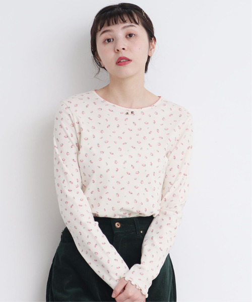 CHILD WOMAN（チャイルドウーマン）の「フライス小花プリント クルーネック長袖プルオーバー（Tシャツ/カットソー・レディース・アイボリー/サックスブルー/オレンジ/イエロー/ブルー系その他・FREE）」の10枚目の写真