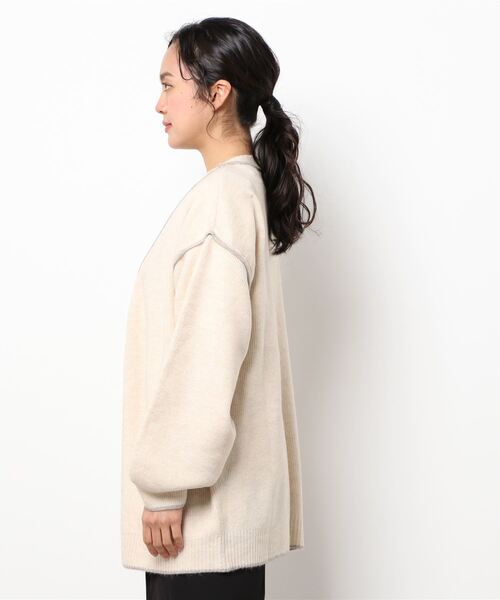 MODE ROBE（モードローブ）の「ラインニットカーディガン（カーディガン/ボレロ・レディース・ブラック/アイボリー/グレイッシュベージュ・FREE）」の11枚目の写真