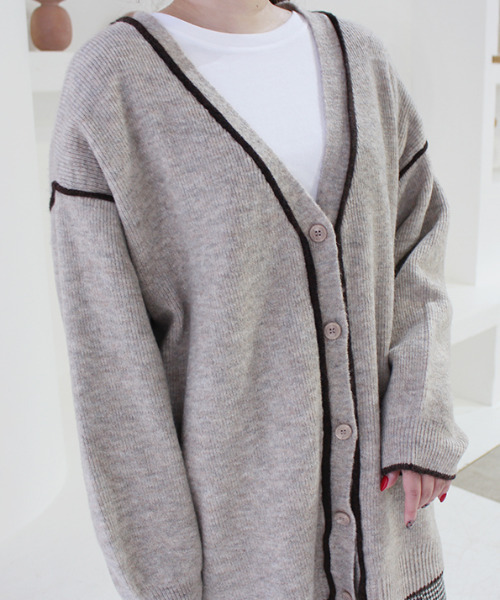 MODE ROBE（モードローブ）の「ラインニットカーディガン（カーディガン/ボレロ・レディース・ブラック/アイボリー/グレイッシュベージュ・FREE）」の21枚目の写真