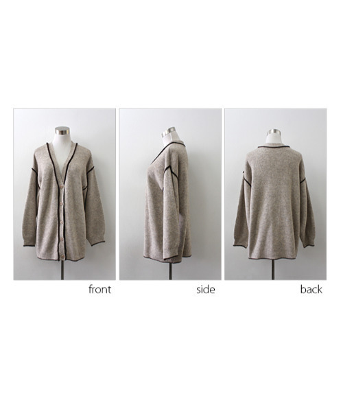 MODE ROBE（モードローブ）の「ラインニットカーディガン（カーディガン/ボレロ・レディース・ブラック/アイボリー/グレイッシュベージュ・FREE）」の19枚目の写真