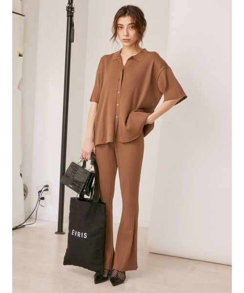 EVRIS（エヴリス）の「バックスリットリブニットパンツ【セットアップ着用可能】（その他パンツ・レディース・グリーン/オレンジ/ブラウン/ブラック・FREE）」の16枚目の写真