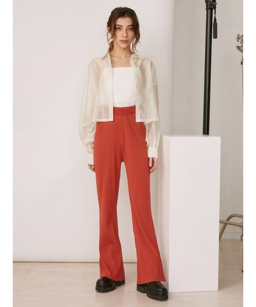 EVRIS（エヴリス）の「バックスリットリブニットパンツ【セットアップ着用可能】（その他パンツ・レディース・グリーン/オレンジ/ブラウン/ブラック・FREE）」の17枚目の写真