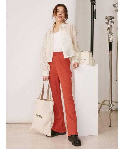 EVRIS（エヴリス）の「バックスリットリブニットパンツ【セットアップ着用可能】（その他パンツ・レディース・グリーン/オレンジ/ブラウン/ブラック・FREE）」の18枚目の写真