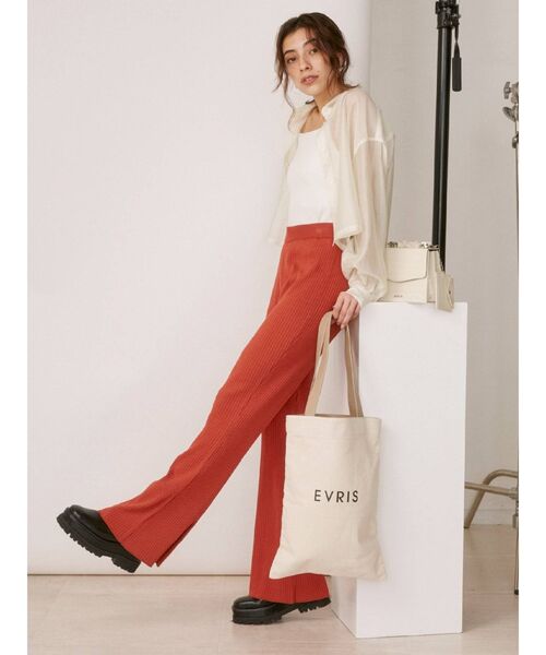 EVRIS（エヴリス）の「バックスリットリブニットパンツ【セットアップ着用可能】（その他パンツ・レディース・グリーン/オレンジ/ブラウン/ブラック・FREE）」の19枚目の写真