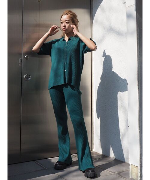 EVRIS（エヴリス）の「バックスリットリブニットパンツ【セットアップ着用可能】（その他パンツ・レディース・グリーン/オレンジ/ブラウン/ブラック・FREE）」の21枚目の写真