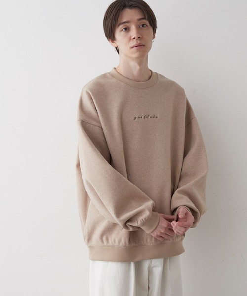 JUNRED（ジュンレッド）の「カットメルトンルーズプルオーバー（スウェット・メンズ・ブラウン/グリーン/チャコールグレー/グレー・S/L/M）」の4枚目の写真