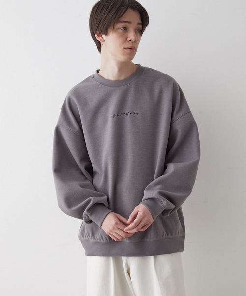 JUNRED（ジュンレッド）の「カットメルトンルーズプルオーバー（スウェット・メンズ・ブラウン/グリーン/チャコールグレー/グレー・S/L/M）」の3枚目の写真