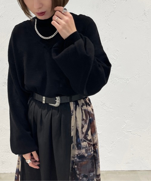 apres jour mignon(アプレジュールミニョン)の「Vニット+タートルセット【ZOZOTOWN限定アイテム】(ニット/セーター・レディース・ブラック/ブラウン系その他/ライトベージュ・X-LARGE/フリー)」の6枚目の写真