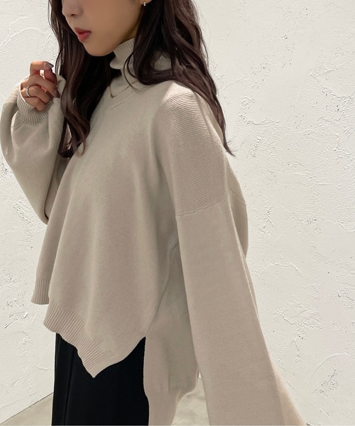 apres jour mignon(アプレジュールミニョン)の「Vニット+タートルセット【ZOZOTOWN限定アイテム】(ニット/セーター・レディース・ブラック/ブラウン系その他/ライトベージュ・X-LARGE/フリー)」の20枚目の写真