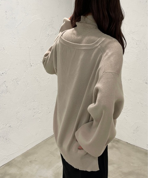 apres jour mignon(アプレジュールミニョン)の「Vニット+タートルセット【ZOZOTOWN限定アイテム】(ニット/セーター・レディース・ブラック/ブラウン系その他/ライトベージュ・X-LARGE/フリー)」の21枚目の写真