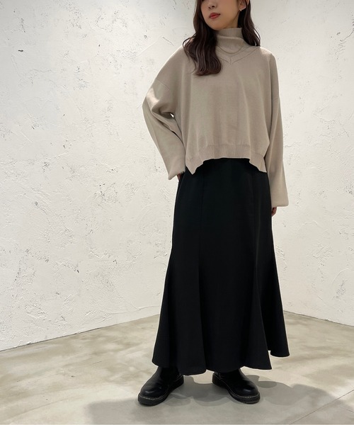 apres jour mignon(アプレジュールミニョン)の「Vニット+タートルセット【ZOZOTOWN限定アイテム】(ニット/セーター・レディース・ブラック/ブラウン系その他/ライトベージュ・X-LARGE/フリー)」の22枚目の写真