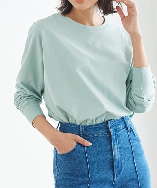 Pierrot（ピエロ）の「ドルマンスリーブロングＴシャツ（Tシャツ/カットソー・レディース・ラベンダー/ミント/チャコール/グレイッシュベージュ/オフホワイト/ピンク・L/M）」の5枚目の写真