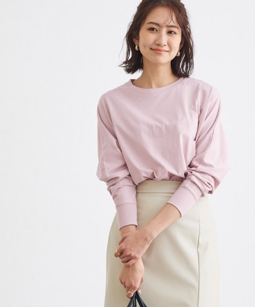 Pierrot（ピエロ）の「ドルマンスリーブロングＴシャツ（Tシャツ/カットソー・レディース・ラベンダー/ミント/チャコール/グレイッシュベージュ/オフホワイト/ピンク・L/M）」の8枚目の写真