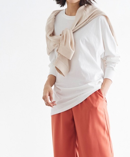 Pierrot（ピエロ）の「ドルマンスリーブロングＴシャツ（Tシャツ/カットソー・レディース・ラベンダー/ミント/チャコール/グレイッシュベージュ/オフホワイト/ピンク・L/M）」の21枚目の写真