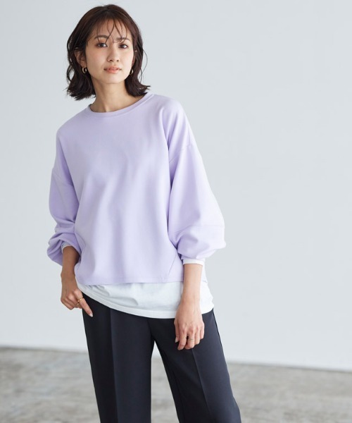 Pierrot（ピエロ）の「ドルマンスリーブロングＴシャツ（Tシャツ/カットソー・レディース・ラベンダー/ミント/チャコール/グレイッシュベージュ/オフホワイト/ピンク・L/M）」の9枚目の写真