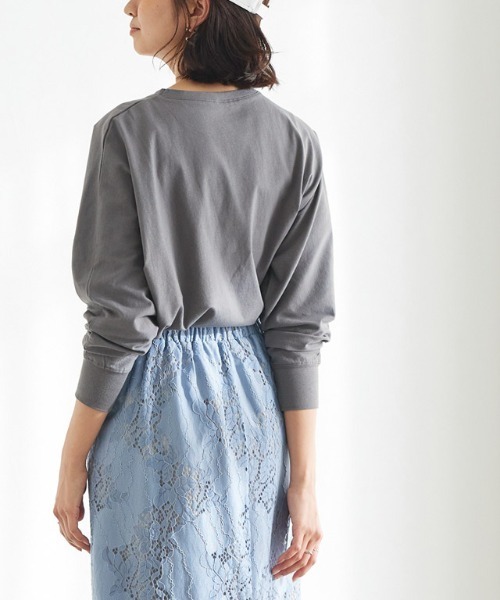 Pierrot（ピエロ）の「ドルマンスリーブロングＴシャツ（Tシャツ/カットソー・レディース・ラベンダー/ミント/チャコール/グレイッシュベージュ/オフホワイト/ピンク・L/M）」の7枚目の写真