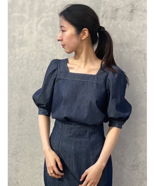 Stylevoice for xxx（スタイルヴォイスフォー）の「バックリボンデニムブラウス（シャツ/ブラウス・レディース・ライトブルー/インディゴブルー・FREE）」の8枚目の写真