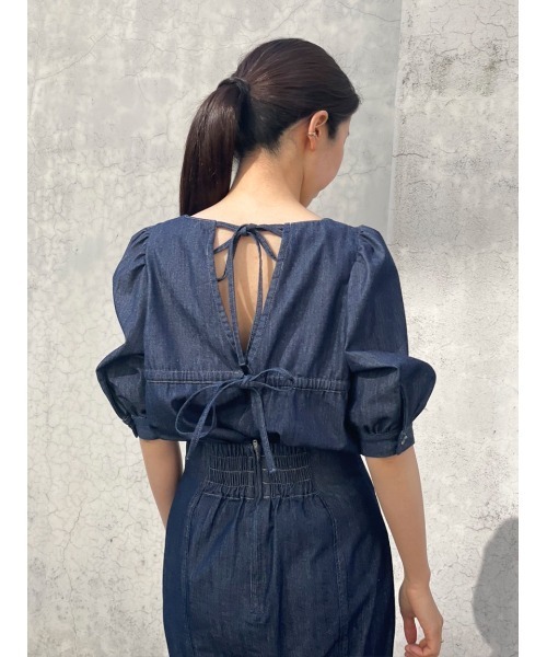 Stylevoice for xxx（スタイルヴォイスフォー）の「バックリボンデニムブラウス（シャツ/ブラウス・レディース・ライトブルー/インディゴブルー・FREE）」の10枚目の写真