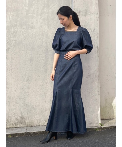 Stylevoice for xxx（スタイルヴォイスフォー）の「バックリボンデニムブラウス（シャツ/ブラウス・レディース・ライトブルー/インディゴブルー・FREE）」の14枚目の写真