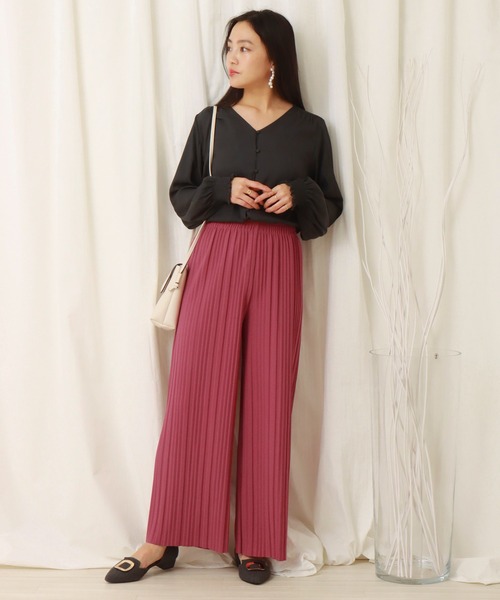 libelle more（リベル モア）の「カットジョーゼット　ボックスプリーツパンツ（その他パンツ・レディース・ブラック/ピンク/グリーン・L/M）」の12枚目の写真