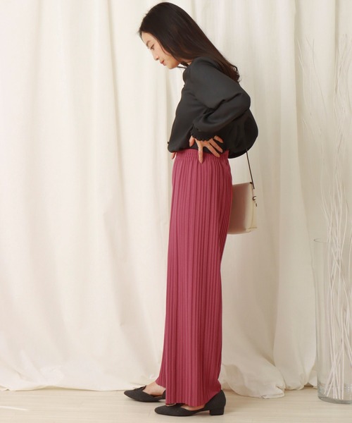 libelle more（リベル モア）の「カットジョーゼット　ボックスプリーツパンツ（その他パンツ・レディース・ブラック/ピンク/グリーン・L/M）」の7枚目の写真