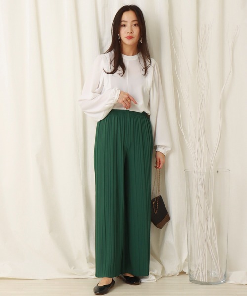 libelle more（リベル モア）の「カットジョーゼット　ボックスプリーツパンツ（その他パンツ・レディース・ブラック/ピンク/グリーン・L/M）」の5枚目の写真