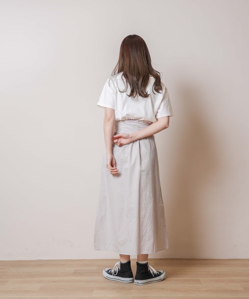 flower（フラワー）の「フレッシュストライプスカート（スカート・レディース・ベージュ/ブルー・FREE）」の5枚目の写真