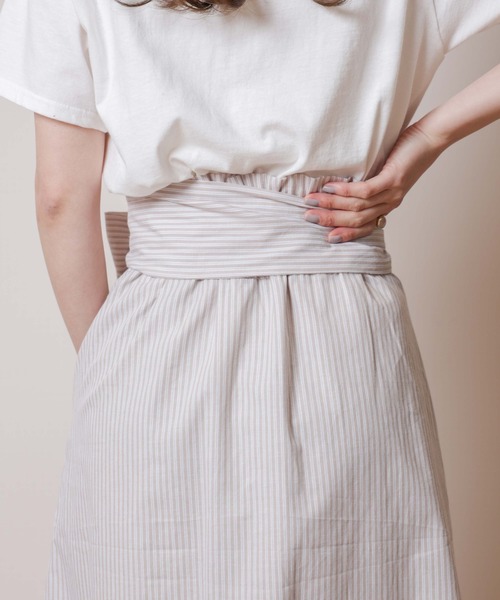 flower（フラワー）の「フレッシュストライプスカート（スカート・レディース・ベージュ/ブルー・FREE）」の10枚目の写真