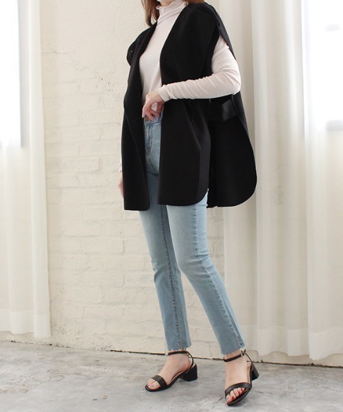 MODE ROBE(モードローブ)の「シアーハイネックトップス(Tシャツ/カットソー・レディース・オフホワイト/ライトグレー・FREE)」の22枚目の写真