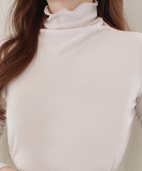 MODE ROBE(モードローブ)の「シアーハイネックトップス(Tシャツ/カットソー・レディース・オフホワイト/ライトグレー・FREE)」の14枚目の写真