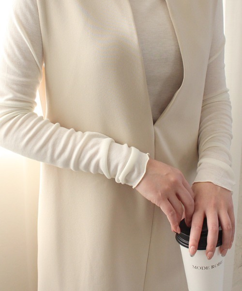 MODE ROBE(モードローブ)の「シアーハイネックトップス(Tシャツ/カットソー・レディース・オフホワイト/ライトグレー・FREE)」の15枚目の写真