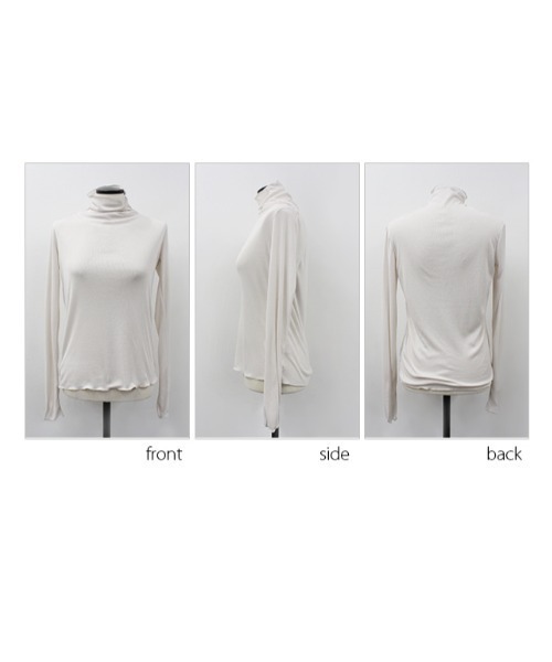 MODE ROBE(モードローブ)の「シアーハイネックトップス(Tシャツ/カットソー・レディース・オフホワイト/ライトグレー・FREE)」の21枚目の写真