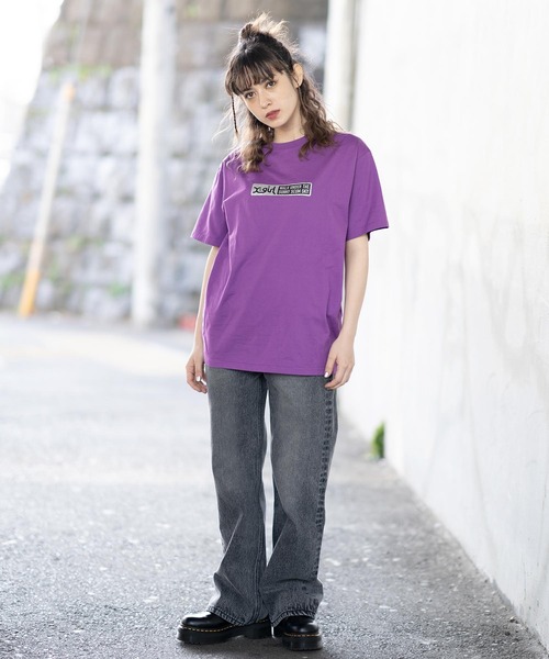 X-girl（エックスガール）の「GLITTER BOX LOGO S/S TEE/グリッター　ラメ　ボックスロゴTシャツ/半袖（Tシャツ/カットソー・レディース・ブラック/ホワイト/パープル・XL/M/S/L）」の5枚目の写真