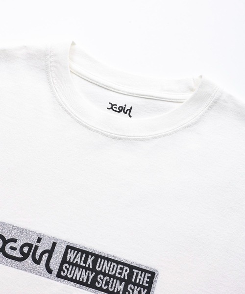 X-girl（エックスガール）の「GLITTER BOX LOGO S/S TEE/グリッター　ラメ　ボックスロゴTシャツ/半袖（Tシャツ/カットソー・レディース・ブラック/ホワイト/パープル・XL/M/S/L）」の9枚目の写真