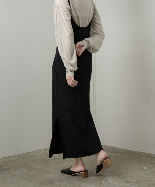 Amiur（エミレ）の「rib line camisole ops（ワンピース・レディース・ブラック/ベージュ/ミント・FREE）」の6枚目の写真