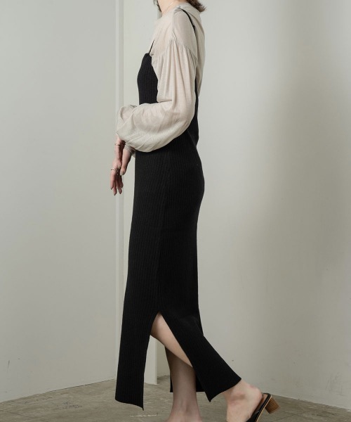 Amiur（エミレ）の「rib line camisole ops（ワンピース・レディース・ブラック/ベージュ/ミント・FREE）」の5枚目の写真