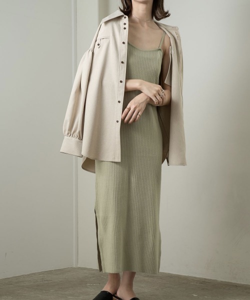 Amiur（エミレ）の「rib line camisole ops（ワンピース・レディース・ブラック/ベージュ/ミント・FREE）」の10枚目の写真