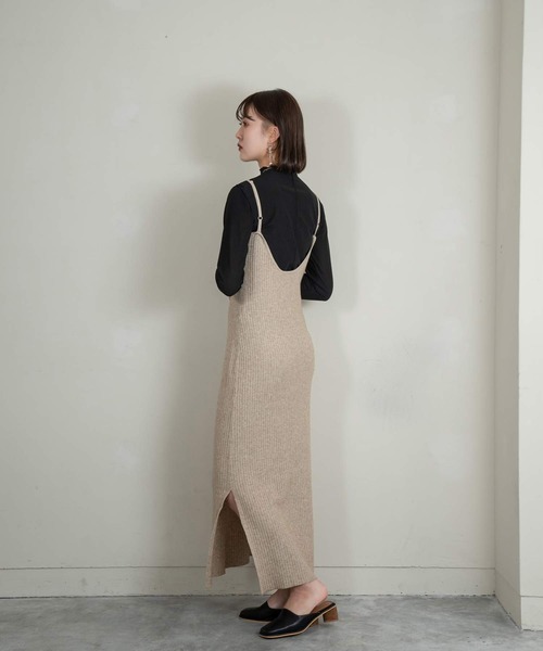 Amiur（エミレ）の「rib line camisole ops（ワンピース・レディース・ブラック/ベージュ/ミント・FREE）」の19枚目の写真