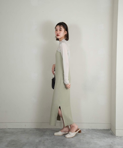Amiur（エミレ）の「rib line camisole ops（ワンピース・レディース・ブラック/ベージュ/ミント・FREE）」の17枚目の写真