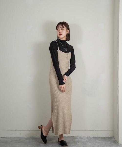 Amiur（エミレ）の「rib line camisole ops（ワンピース・レディース・ブラック/ベージュ/ミント・FREE）」の21枚目の写真