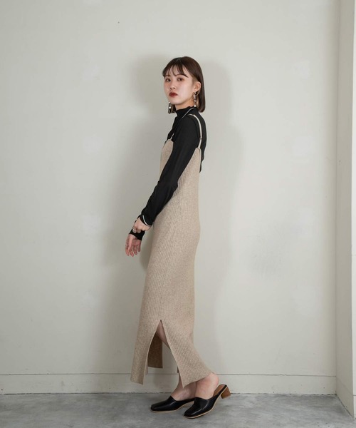 Amiur（エミレ）の「rib line camisole ops（ワンピース・レディース・ブラック/ベージュ/ミント・FREE）」の20枚目の写真