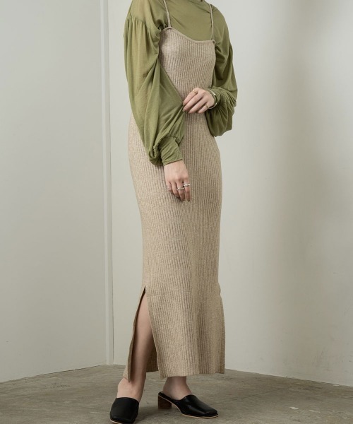 Amiur（エミレ）の「rib line camisole ops（ワンピース・レディース・ブラック/ベージュ/ミント・FREE）」の14枚目の写真