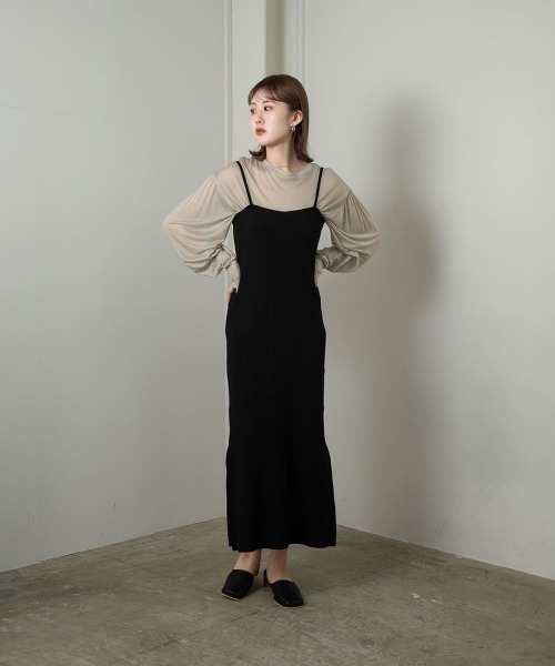 Amiur（エミレ）の「rib line camisole ops（ワンピース・レディース・ブラック/ベージュ/ミント・FREE）」の15枚目の写真