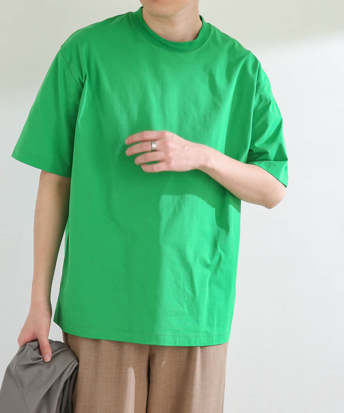 SENSE OF PLACE by URBAN RESEARCH(センスオブプレイスバイアーバンリサーチ)の「スムースシルケットTシャツ(5分袖)(Tシャツ/カットソー・メンズ・グリーン/アイボリー/ミント/ブラック/ホワイト・LARGE/MEDIUM)」の1枚目の写真