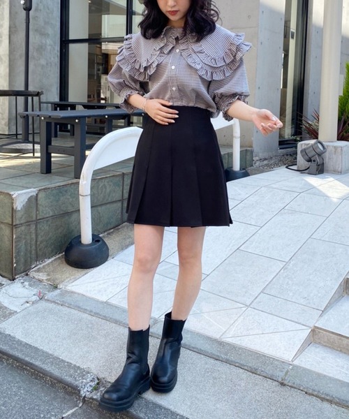 one after another NICE CLAUP（ワンアフターアナザーナイスクラップ）の「推しウケ圧勝　ビックカラーブラウス（シャツ/ブラウス・レディース・オフホワイト/ネイビー/ピンク/チェック/ブルー・FREE）」の13枚目の写真